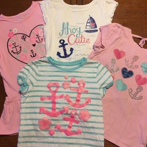 Girls set of 4 Anchor Shirts